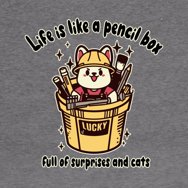 Cats with pencil box T-Shirt 01 by ToddT